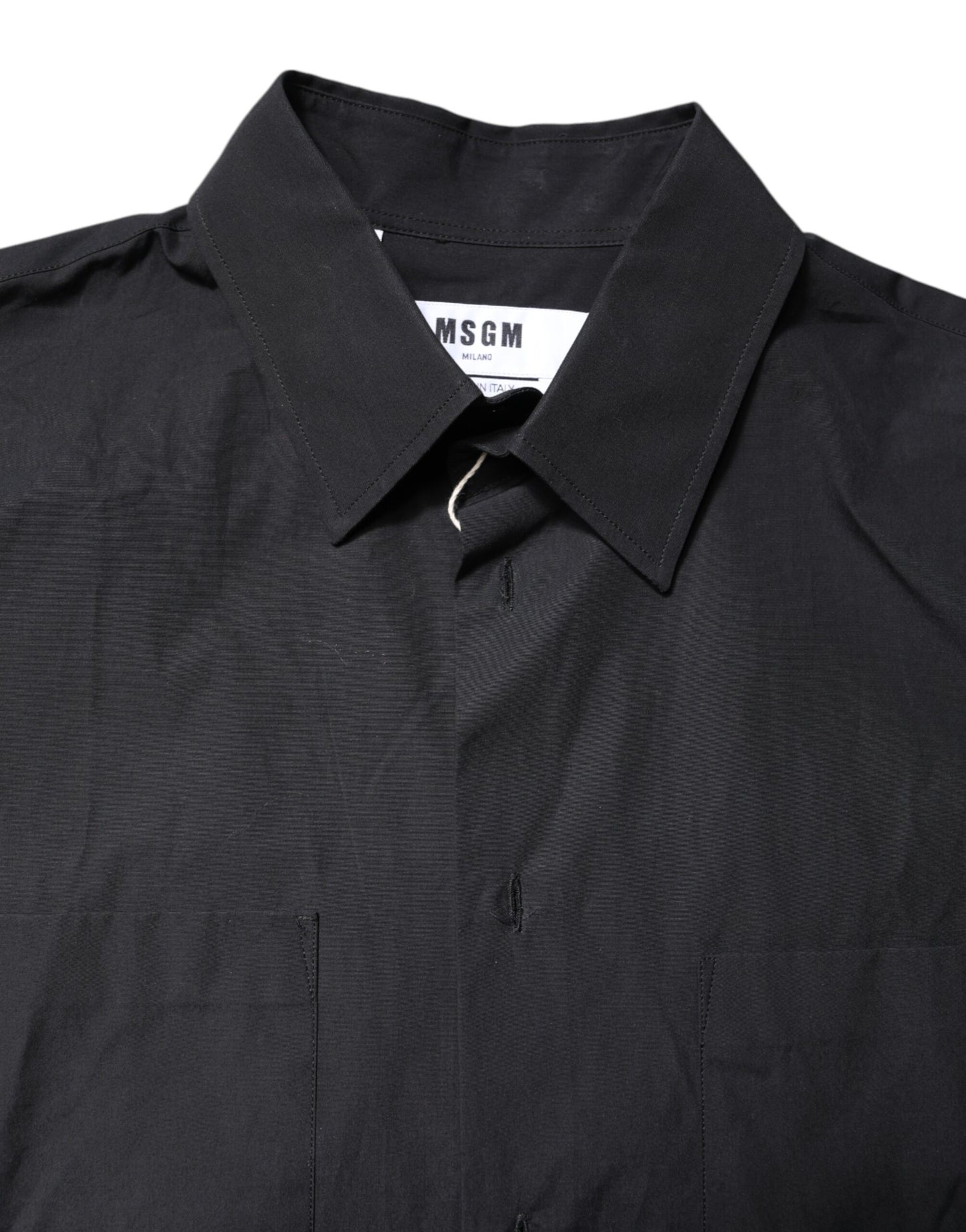 Camicia casual da uomo con colletto e maniche corte stampate nere MSGM
