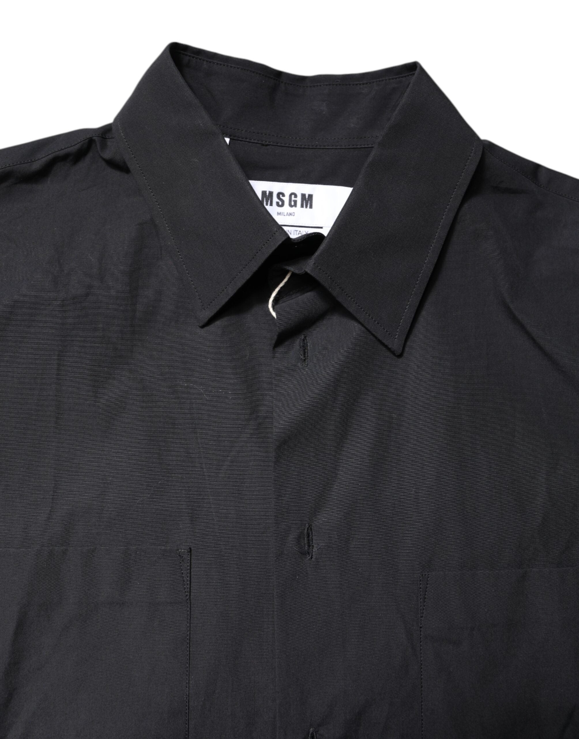 Chemise décontractée à manches courtes et col imprimé noir MSGM pour homme