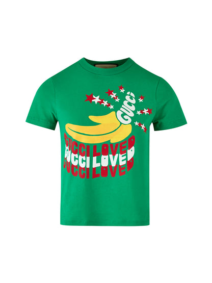 T-shirt Gucci in cotone verde con logo