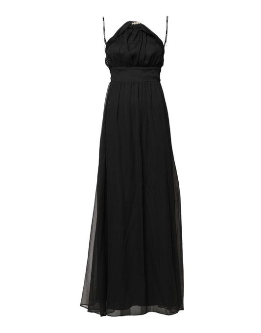 Abito lungo senza maniche in tulle nero con perle di Marciano by Guess
