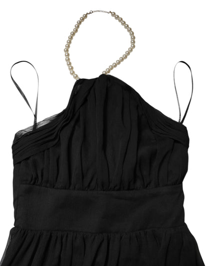 Abito lungo senza maniche in tulle nero con perle di Marciano by Guess