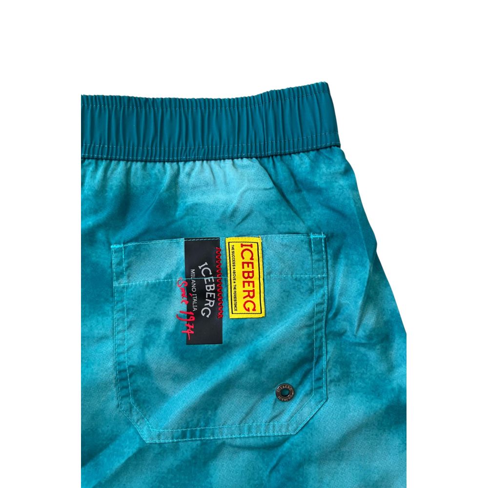 Pantaloncini da bagno da uomo Iceberg in poliestere azzurro