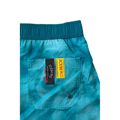 Pantaloncini da bagno da uomo Iceberg in poliestere azzurro