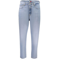 Jeans a vita alta da donna in cotone azzurro Tommy Hilfiger