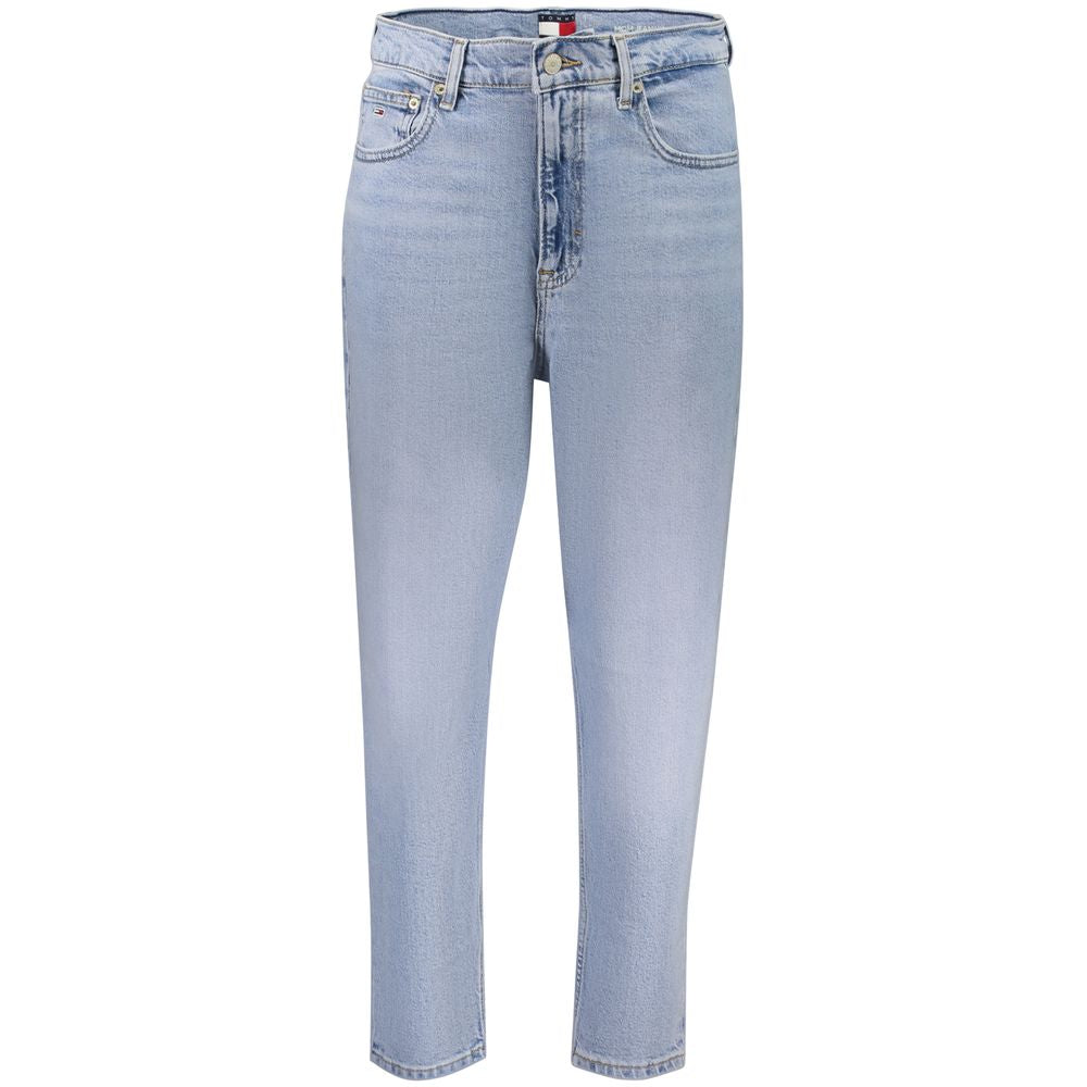Jean taille haute en coton Tommy Hilfiger Azzurro pour femme