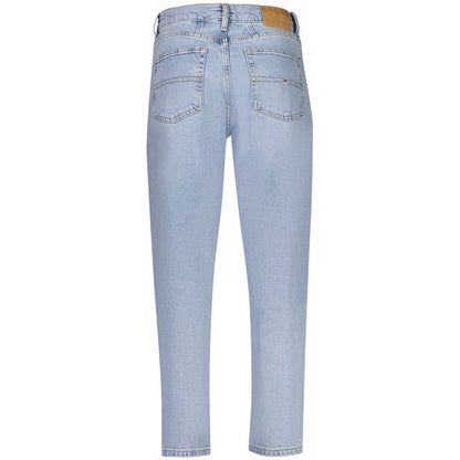 Jeans a vita alta da donna in cotone azzurro Tommy Hilfiger
