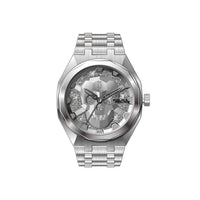 Orologio elegante in acciaio inossidabile color argento della polizia