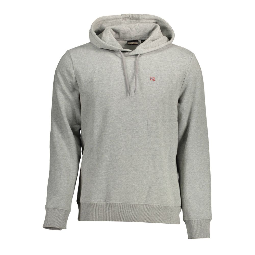 Felpa con cappuccio da uomo in cotone grigio Napapijri