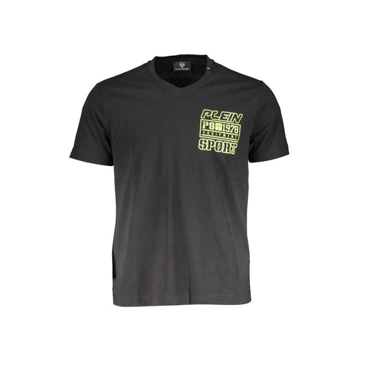 T-shirt nera da uomo in cotone Plein Sport