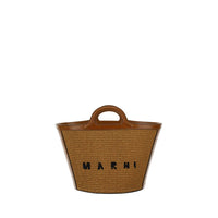 Borsa a tracolla in cotone marrone Marni