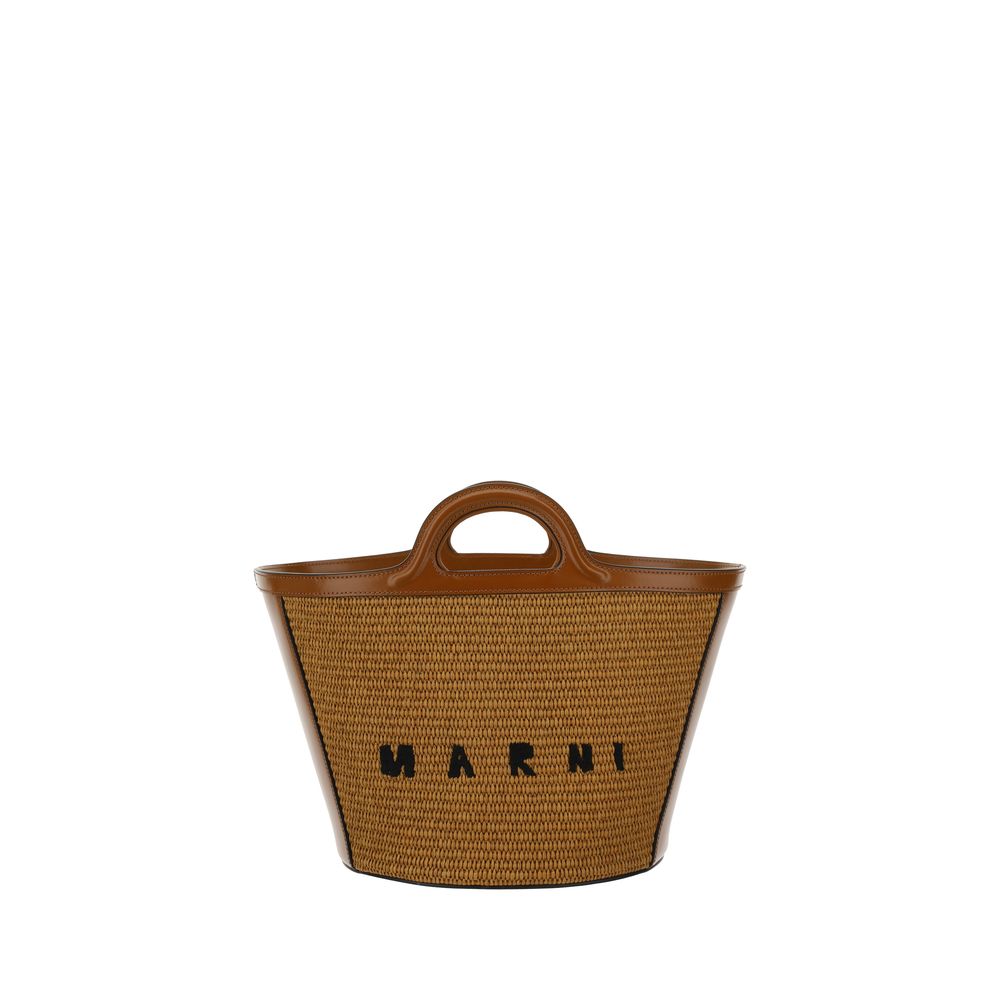Borsa a spalla Marni in cotone marrone