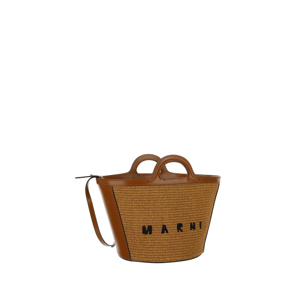 Borsa a spalla Marni in cotone marrone