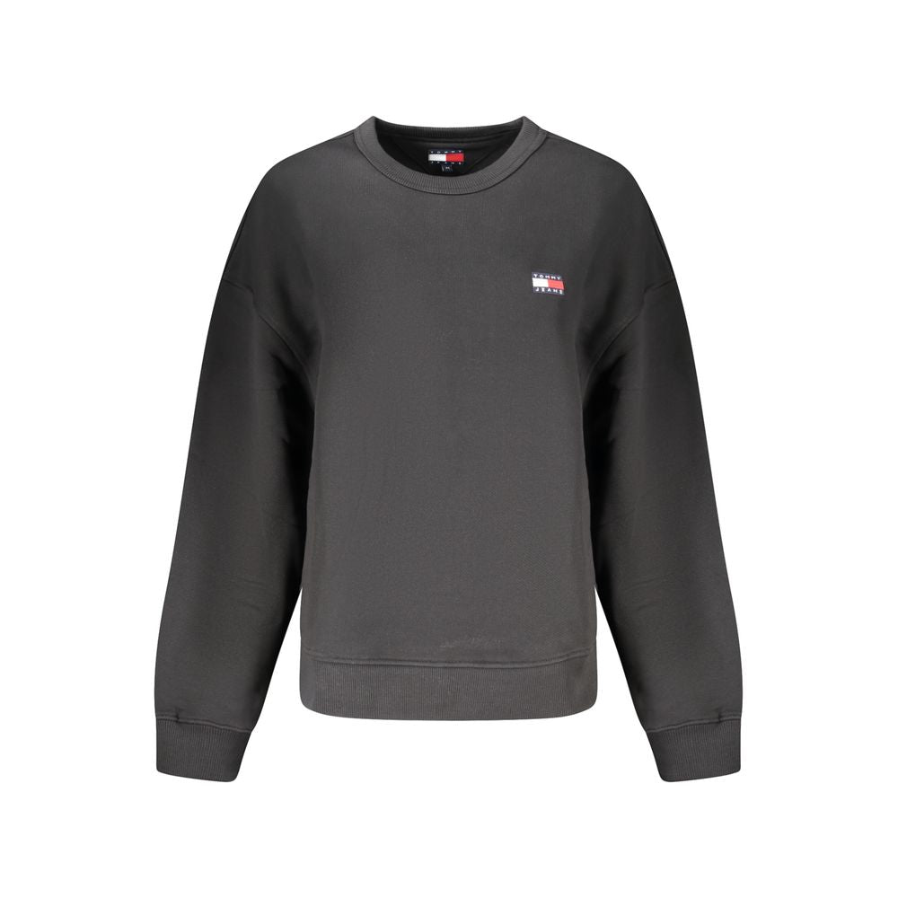 Felpa da donna in cotone nero Tommy Hilfiger