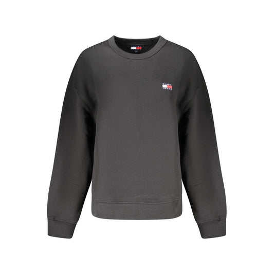 Felpa da donna in cotone nero Tommy Hilfiger