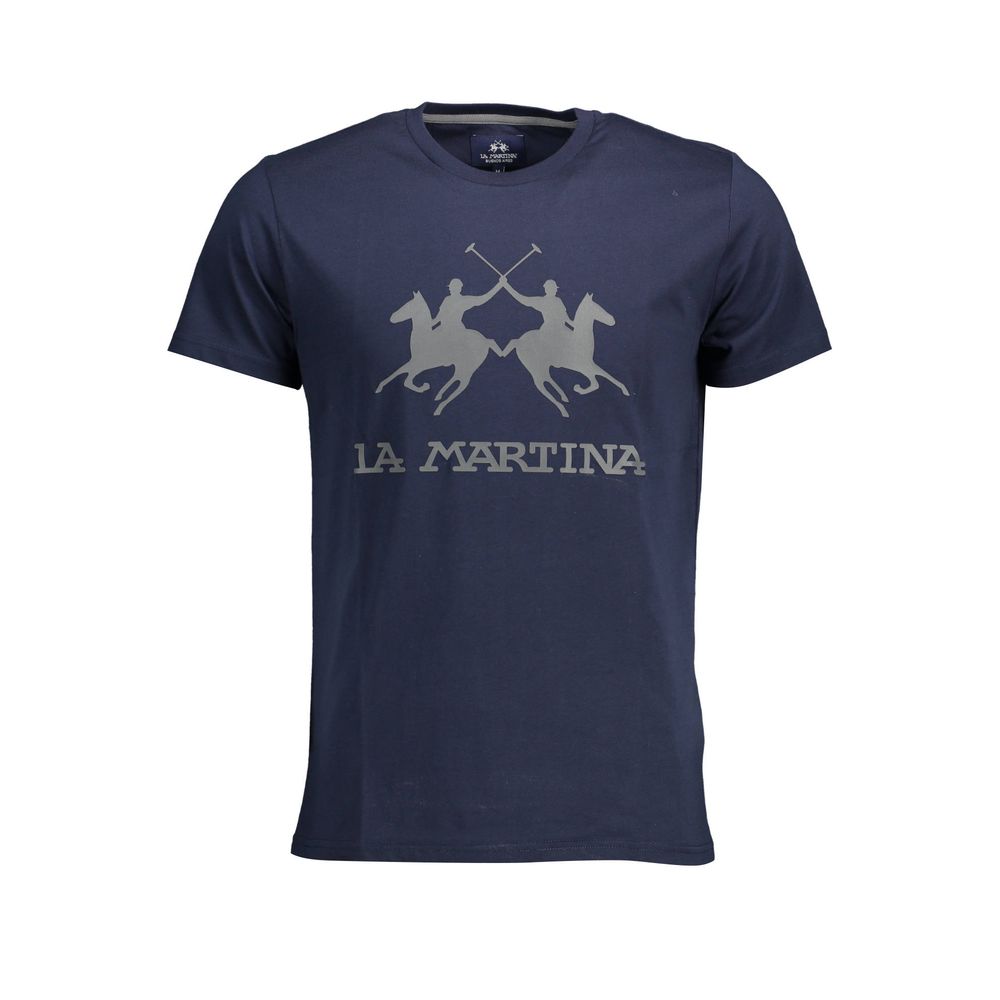 La Martina Chic Crew Neck Cotton Tee in blu