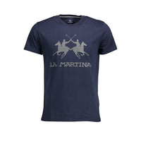 La Martina Chic Crew Neck Cotton Tee in blu
