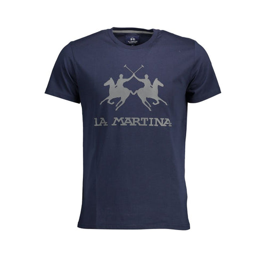 La Martina Chic Crew Neck Cotton Tee in blu