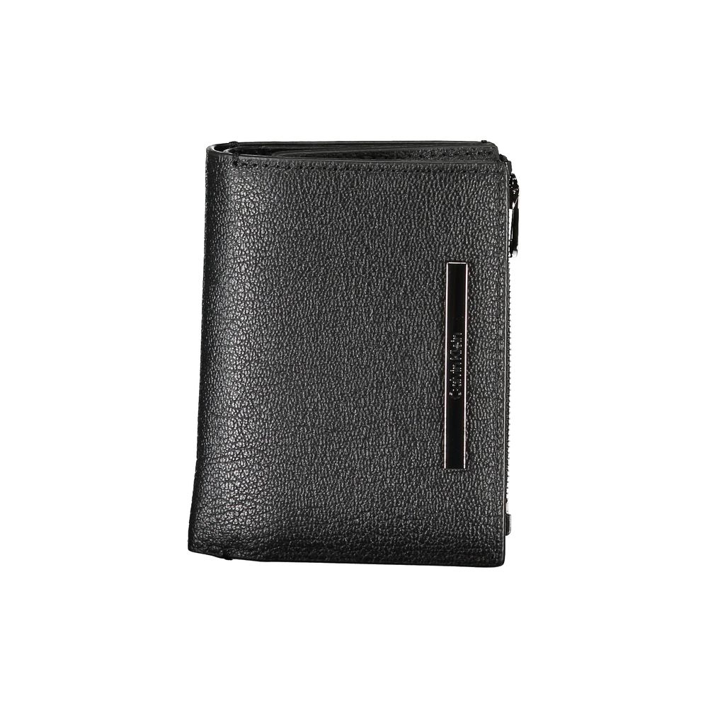 Portefeuille Calvin Klein élégant en cuir noir avec porte-monnaie