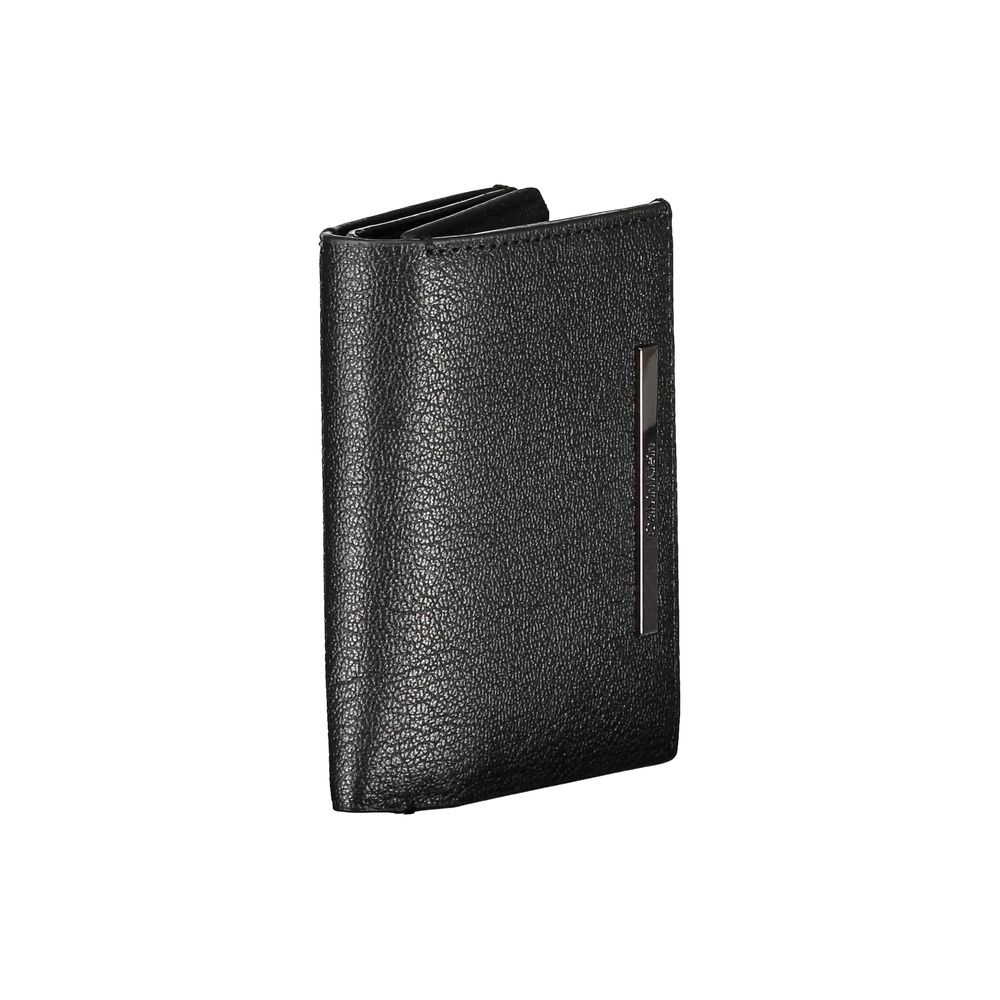 Portefeuille Calvin Klein élégant en cuir noir avec porte-monnaie