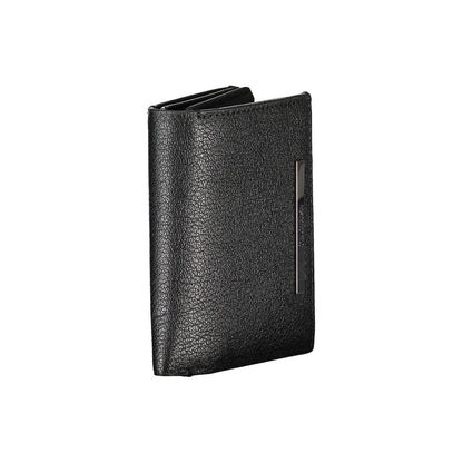 Portafoglio Calvin Klein Sleek in pelle nera con portamonete