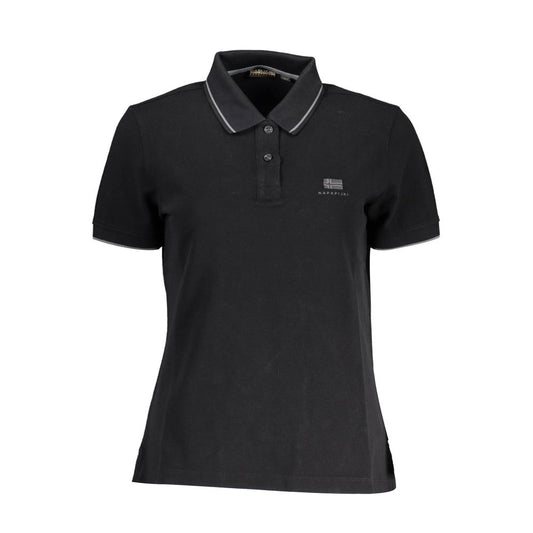 Polo da donna in cotone nero Napapijri