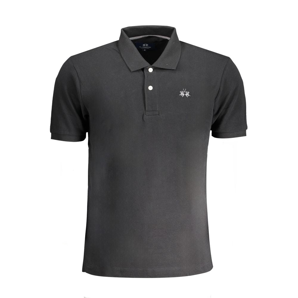 Polo da uomo in cotone nero La Martina
