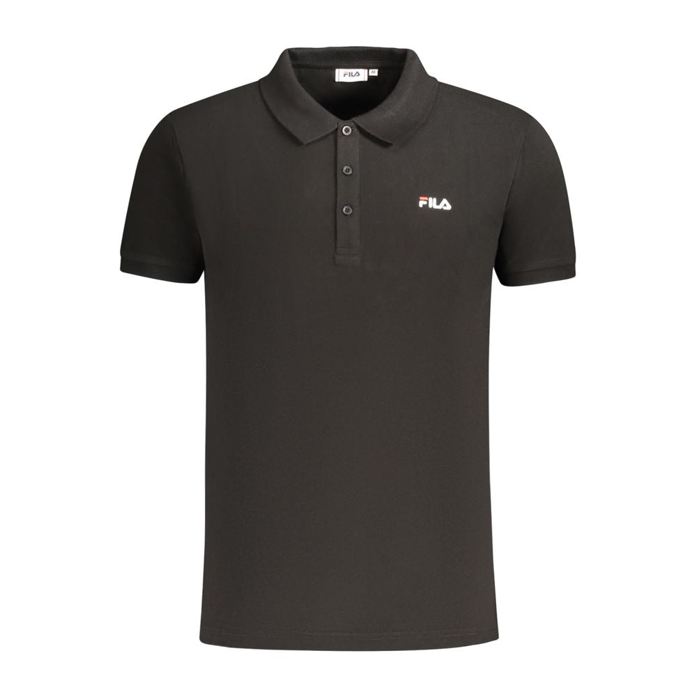 Polo da uomo in cotone nero Fila
