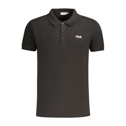 Polo da uomo in cotone nero Fila