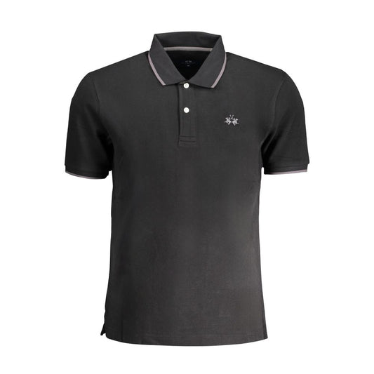 Polo da uomo in cotone nero La Martina