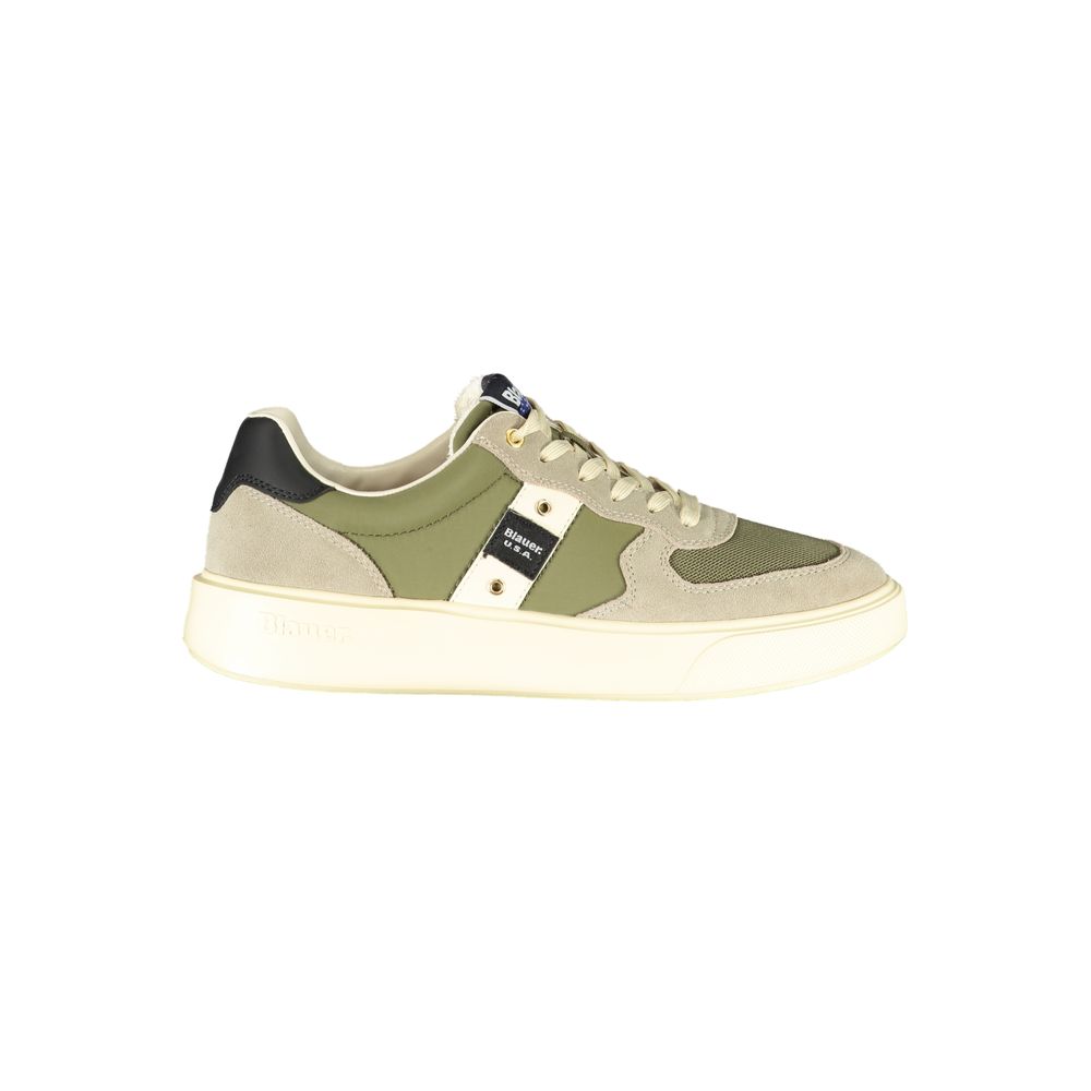 Baskets homme en cuir vert bleu