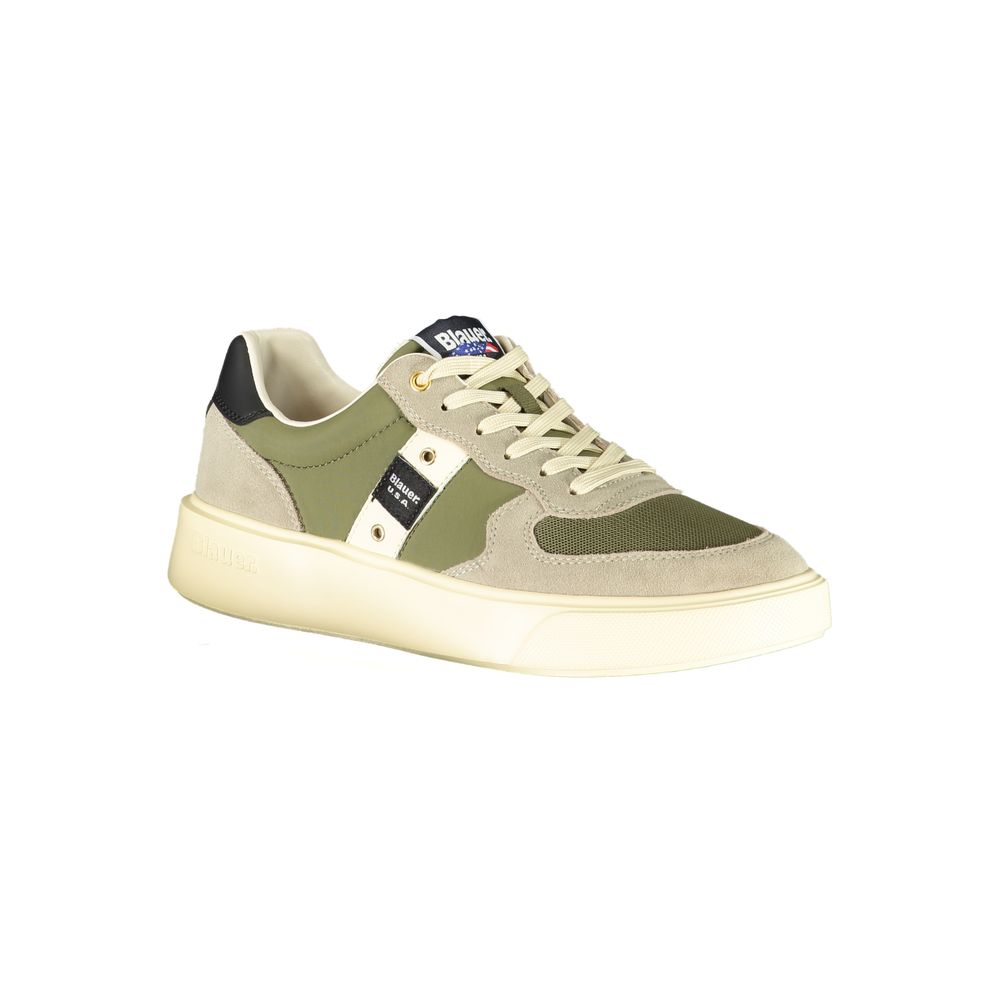Baskets homme en cuir vert bleu
