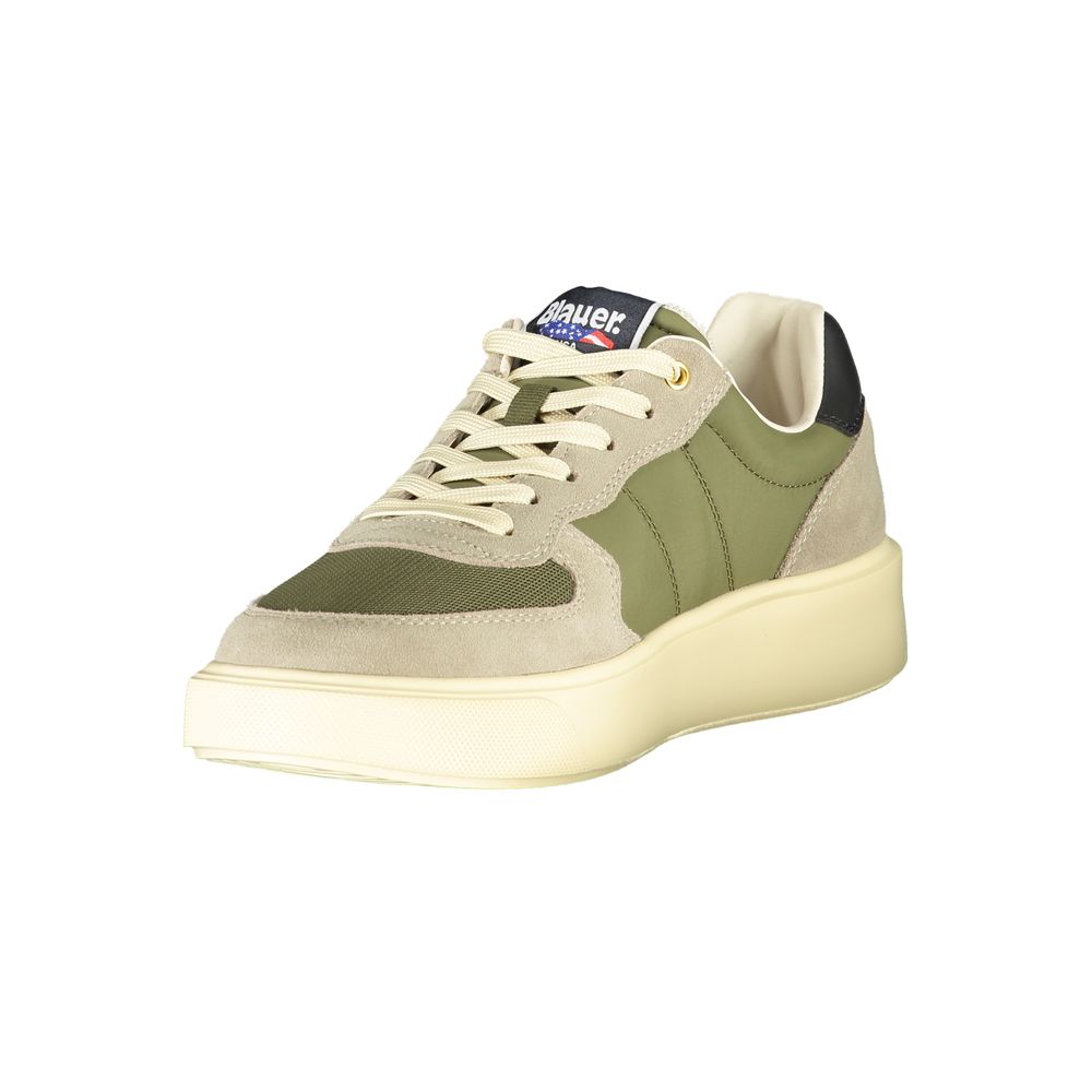 Baskets homme en cuir vert bleu