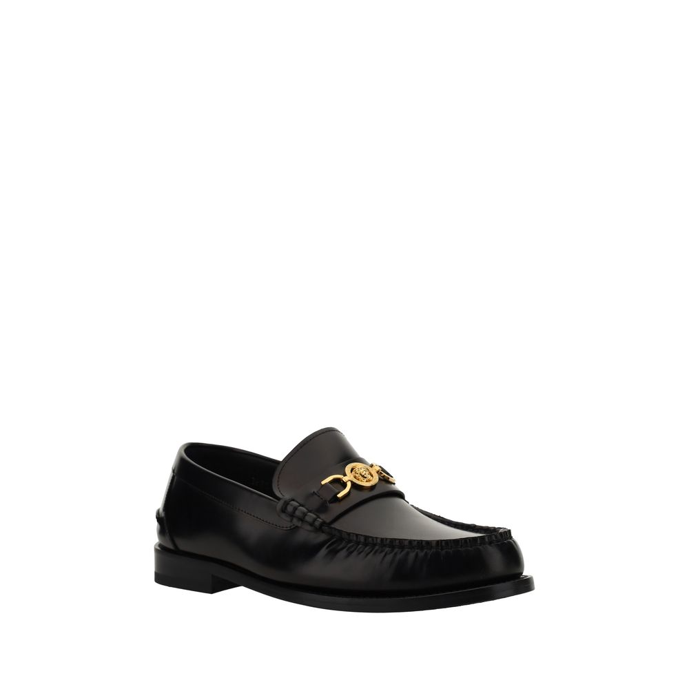 Mocassini slip-on Versace Bos Taurus in pelle di vitello nera
