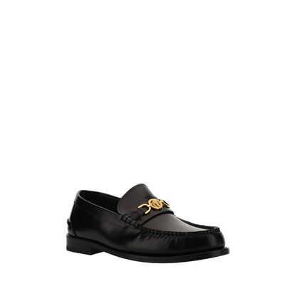Mocassini slip-on Versace Bos Taurus in pelle di vitello nera