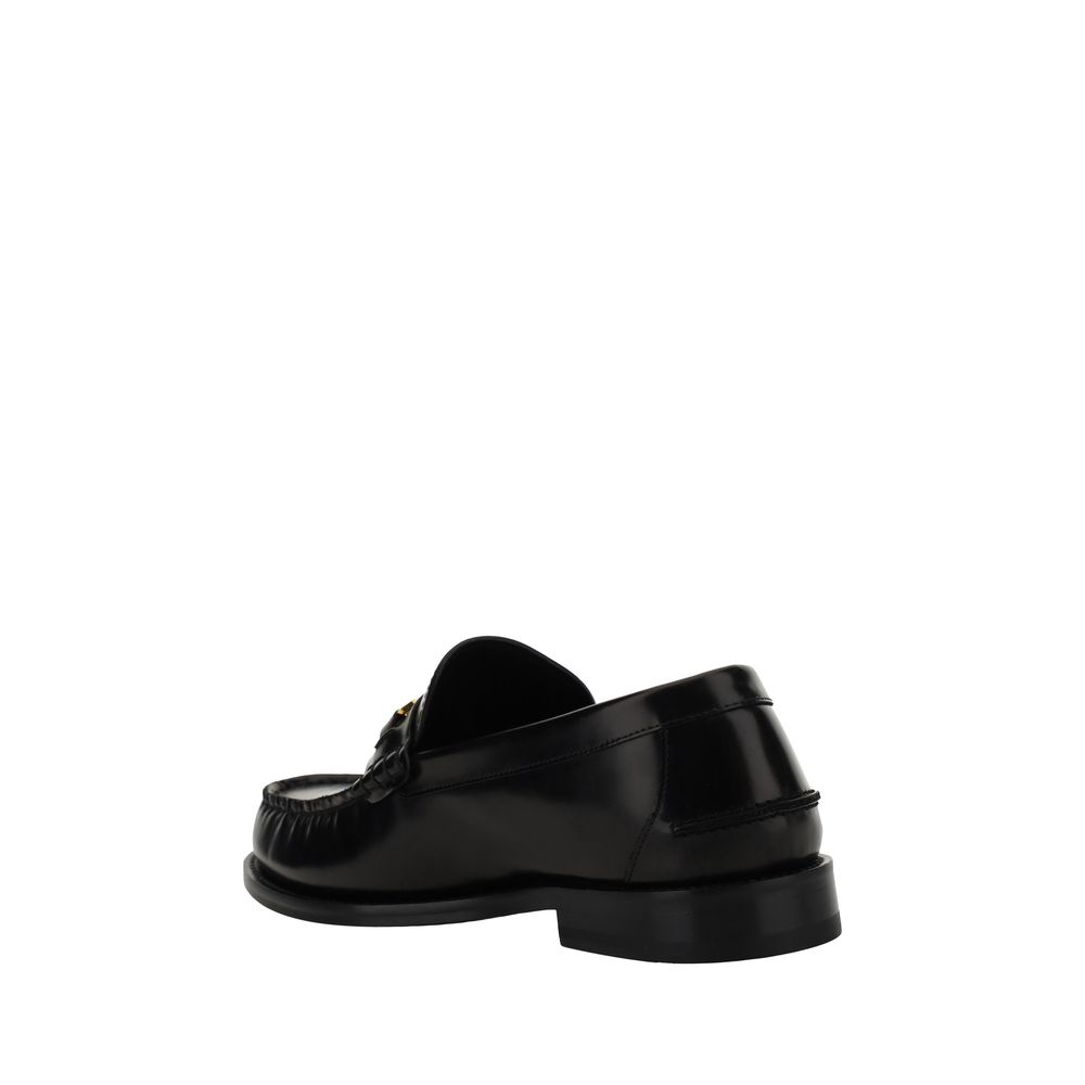 Mocassini slip-on Versace Bos Taurus in pelle di vitello nera