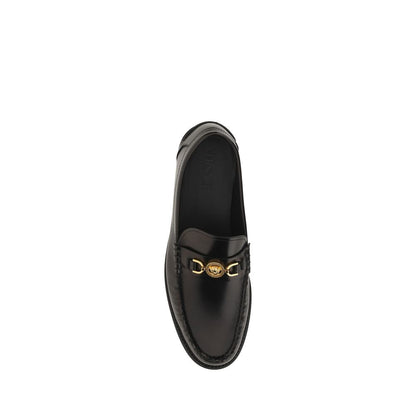 Mocassini slip-on Versace Bos Taurus in pelle di vitello nera