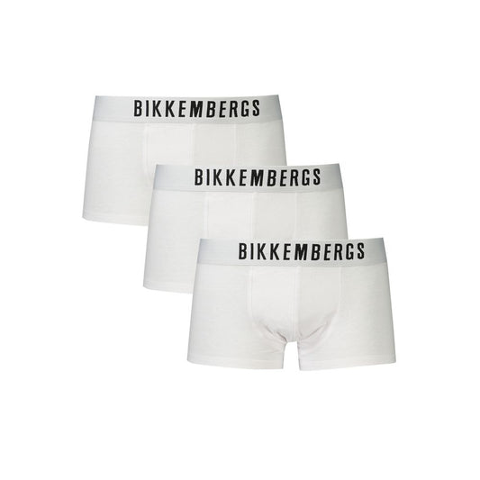 Boxer da uomo in poliestere bianco di Bikkembergs