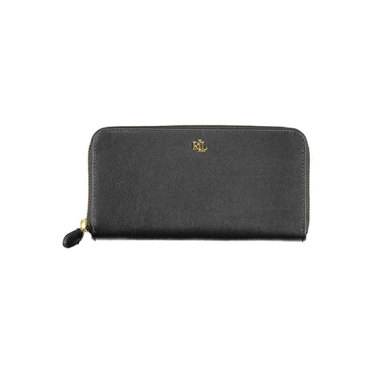 Portafoglio da donna in pelle nera Ralph Lauren