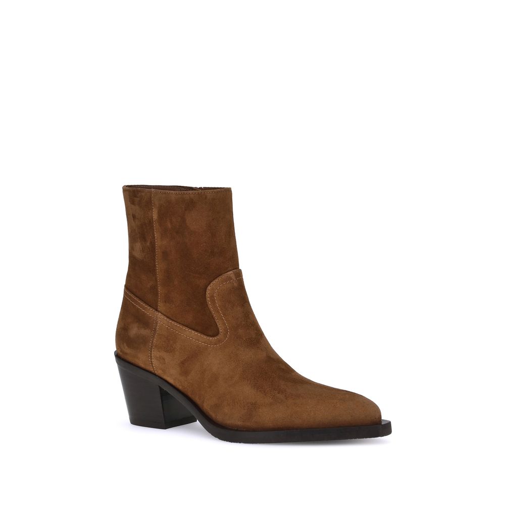 Bottines Stuart Weitzman en cuir de veau marron Bos Taurus
