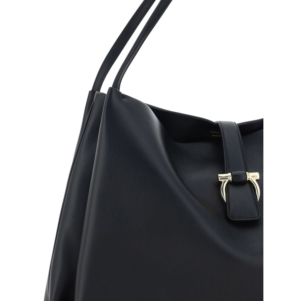 Borsa a mano Ferragamo Bos Taurus in pelle di vitello nera