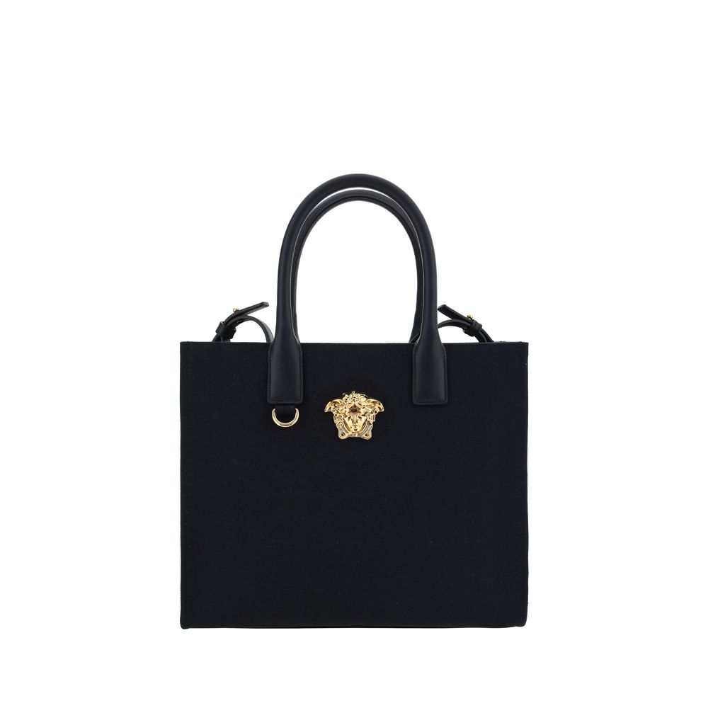 Borsa a tracolla in cotone nero Versace