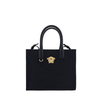 Borsa a tracolla in cotone nero Versace