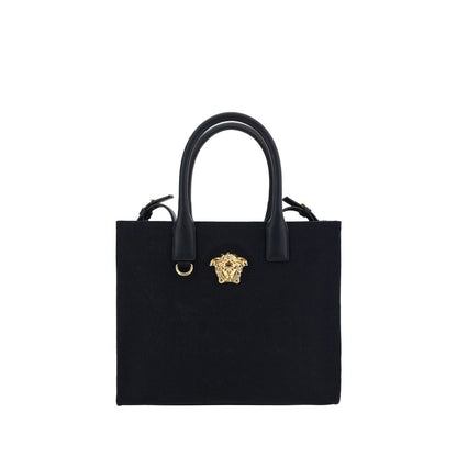 Borsa a tracolla in cotone nero Versace
