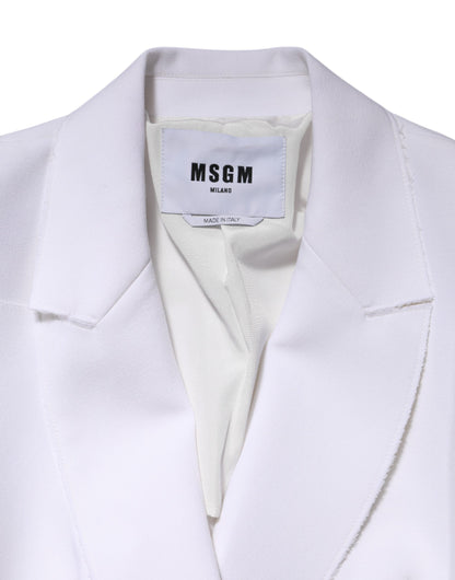 Giacca avvolgente con volant a maniche lunghe in poliestere bianco MSGM