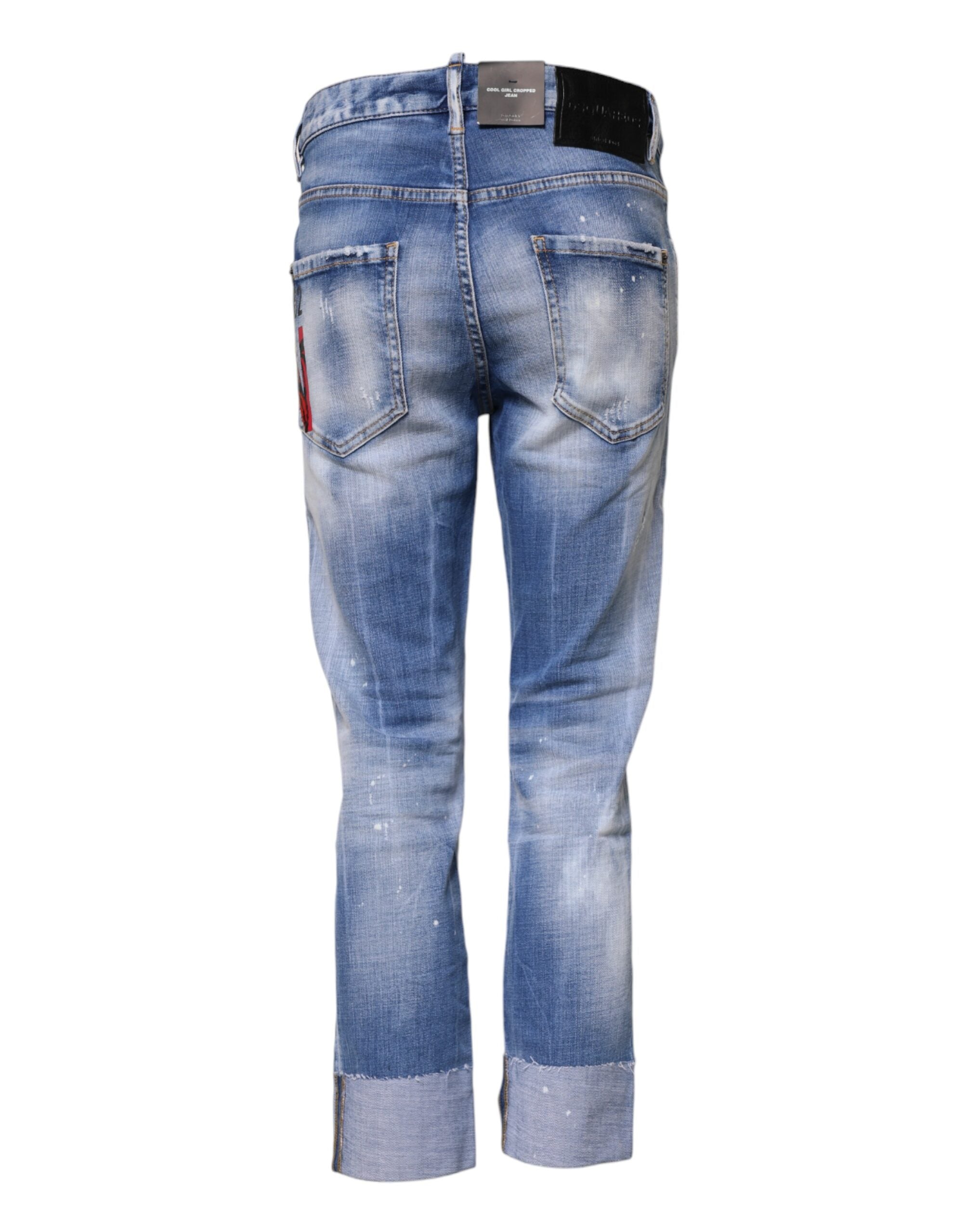 Jean skinny taille mi-haute en coton délavé bleu Dsquared²