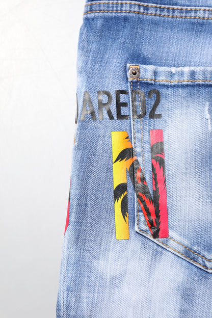 Jeans skinny a vita media in cotone lavato blu Dsquared²