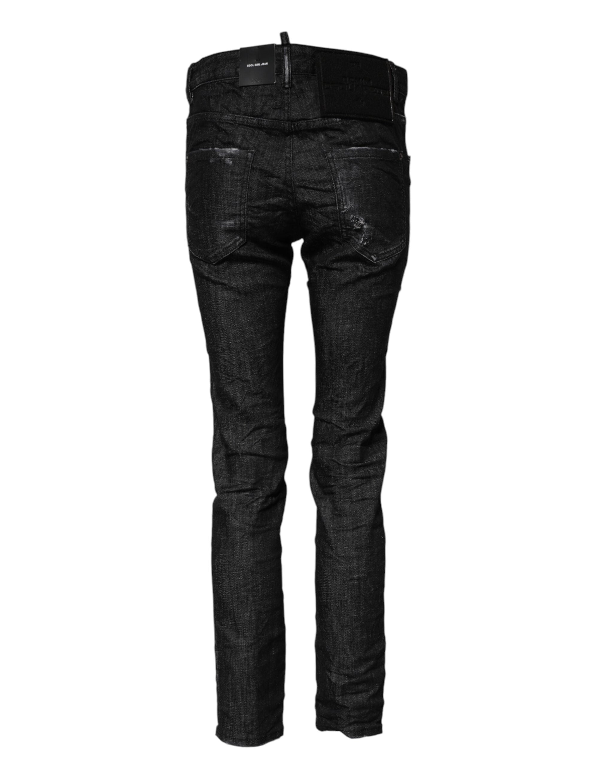 Jeans skinny a vita media in cotone lavato nero Dsquared²