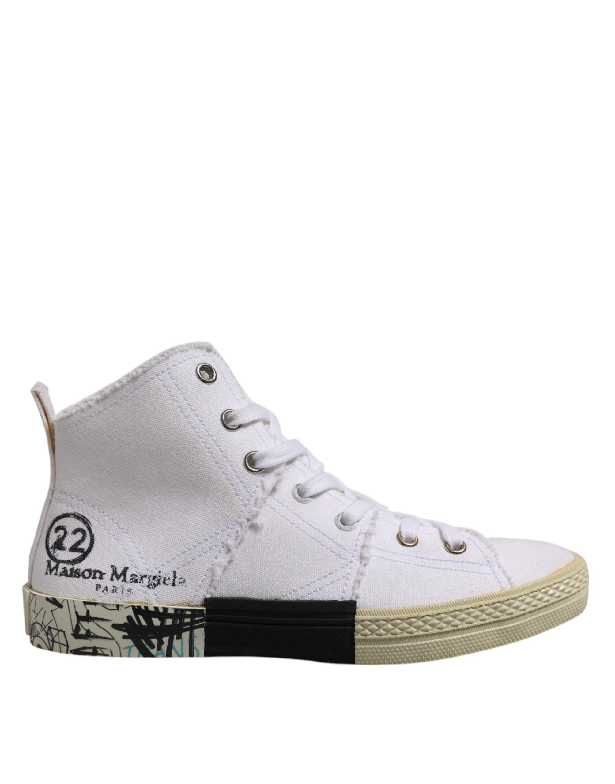 Baskets montantes blanches à lacets pour femmes Maison Margiela