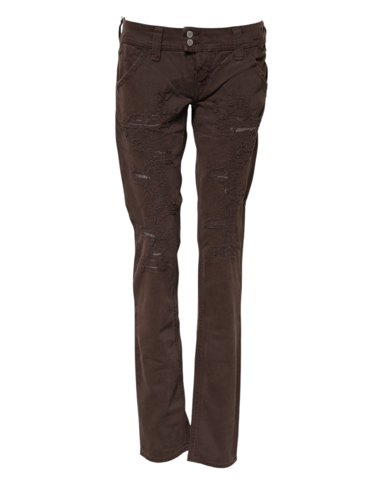 CYCLE Brown Cotton Low Waist Skinny Casual Jeans