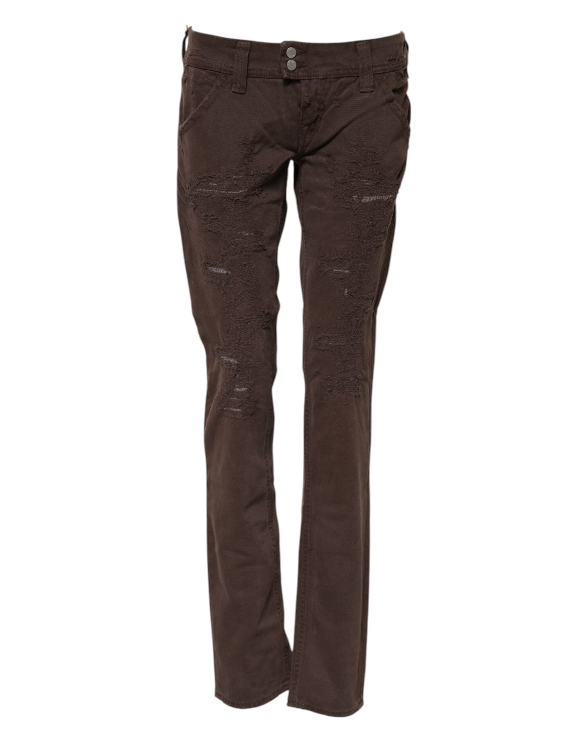 Jeans casual skinny a vita bassa in cotone marrone CYCLE